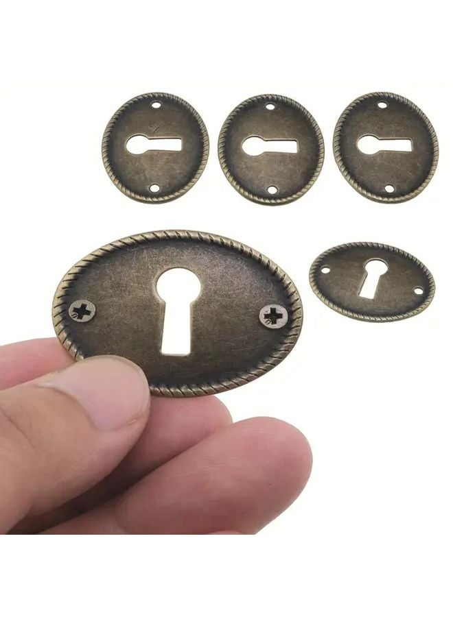 8pcs Vintage Oval Drawer Keyhole Covers Antique Iron Eyelet Plugs Cabinet Hardware - Image 2